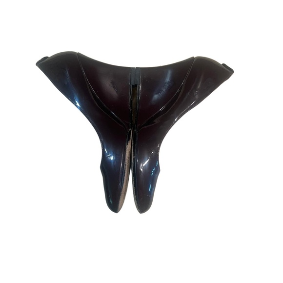 Gucci Dark Brown Patent Leather Wedge Heel Closed toe Italian Heels Size 6 12 B - Picture 7 of 11